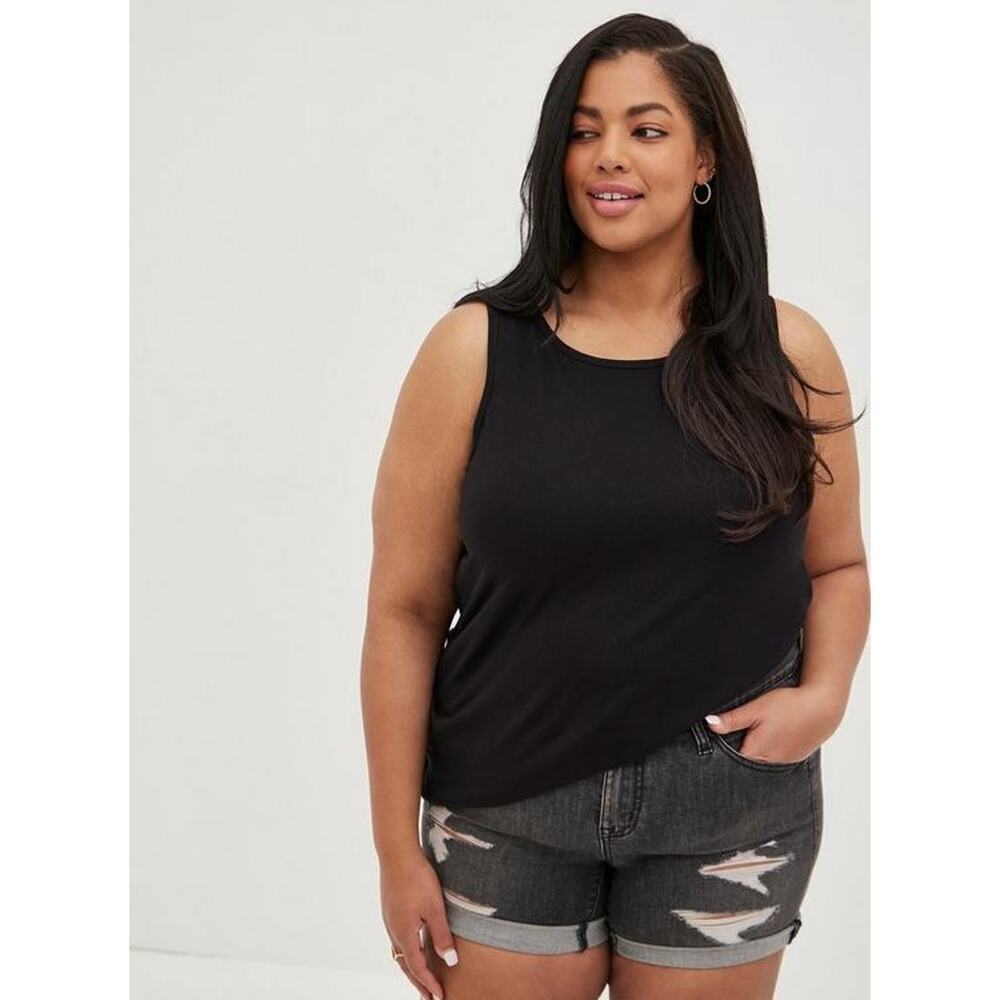Torrid Tank Top 1X Black Everyday Signature Jersey Crew Neck Classic Fit